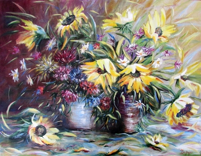 STILL LIFE WITH SUNFLOWERS   