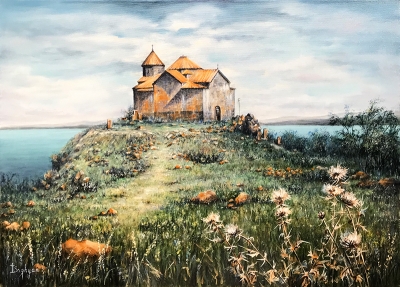 SEVAN. CHURCH HAYRAVANK IN AUTUMN